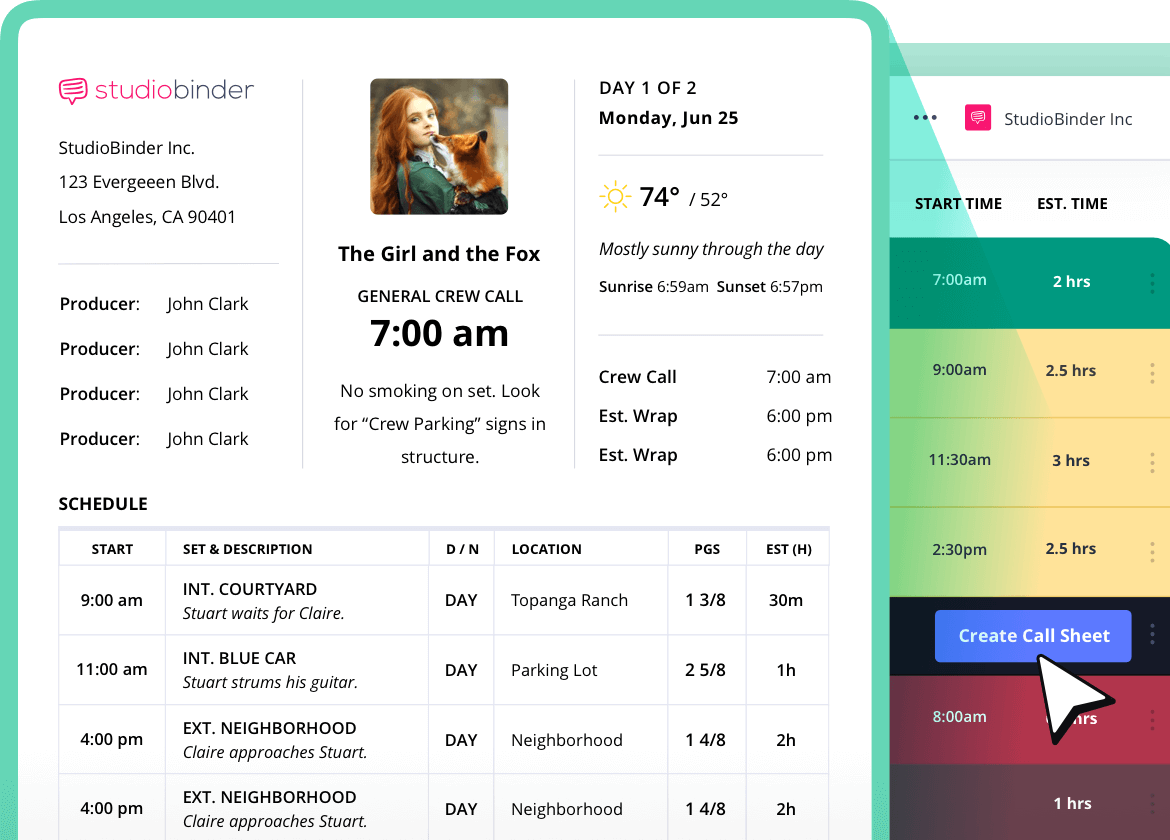 In Post CTA Call Sheet Builder StudioBinder In Post CTA Call Sheet Builder StudioBinder