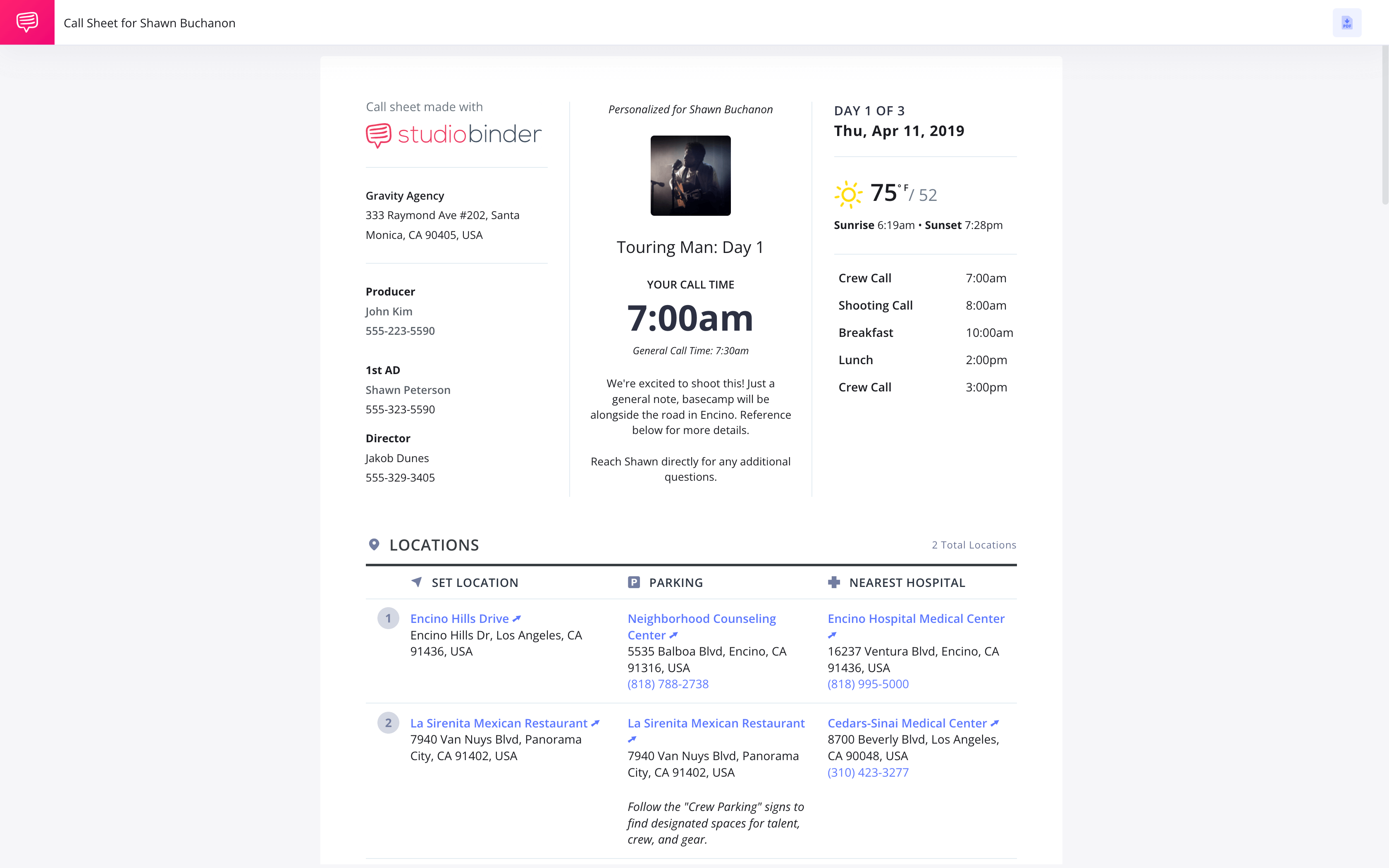 Stages of Film Production Call Sheet Template StudioBinder Call Sheet Creator Software Stages of Film Production Call Sheet Template StudioBinder Call Sheet Creator Software